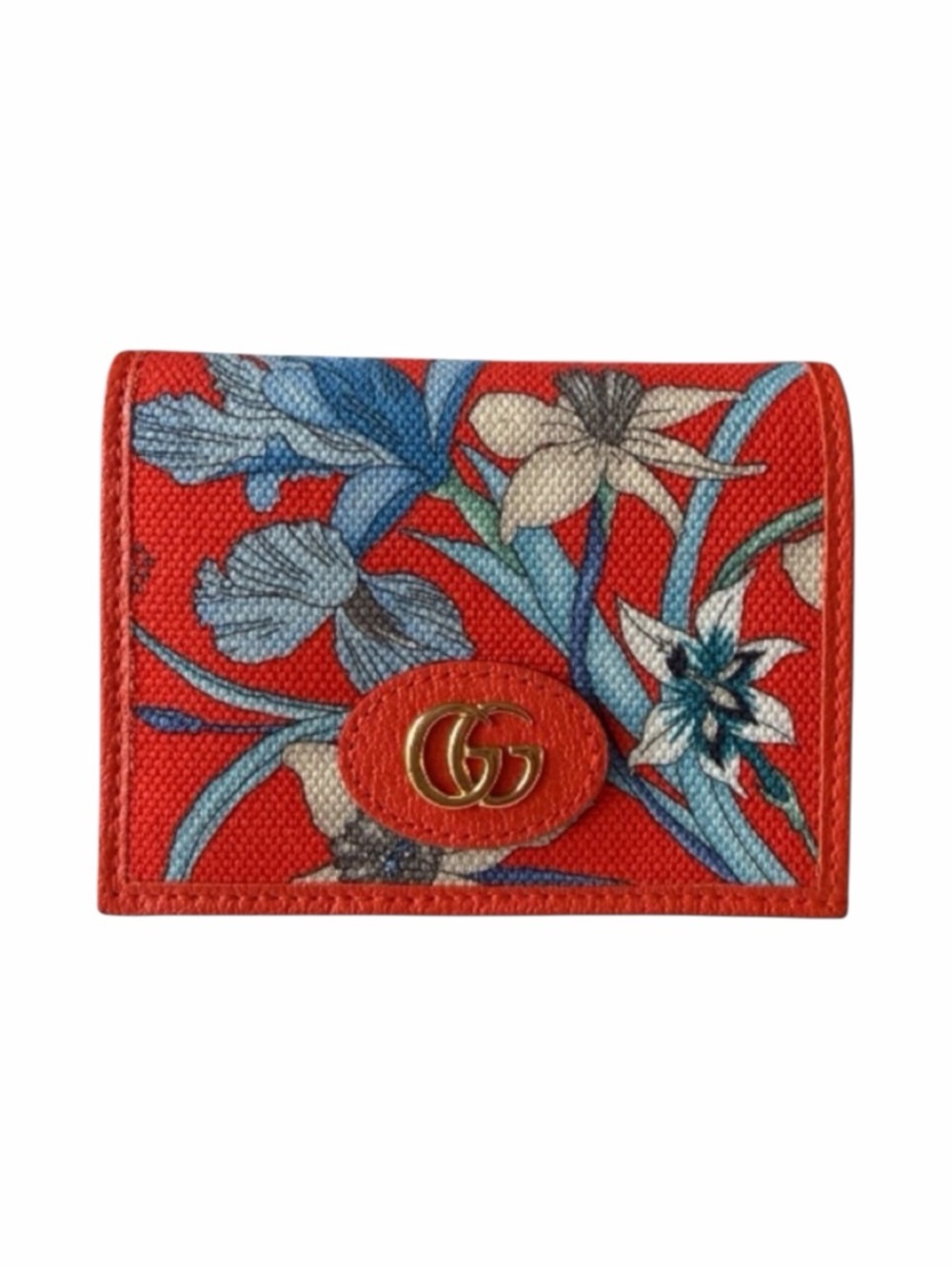 Gucci GG Marmont Floral Canvas Orange Compact Wallet Limited Edition